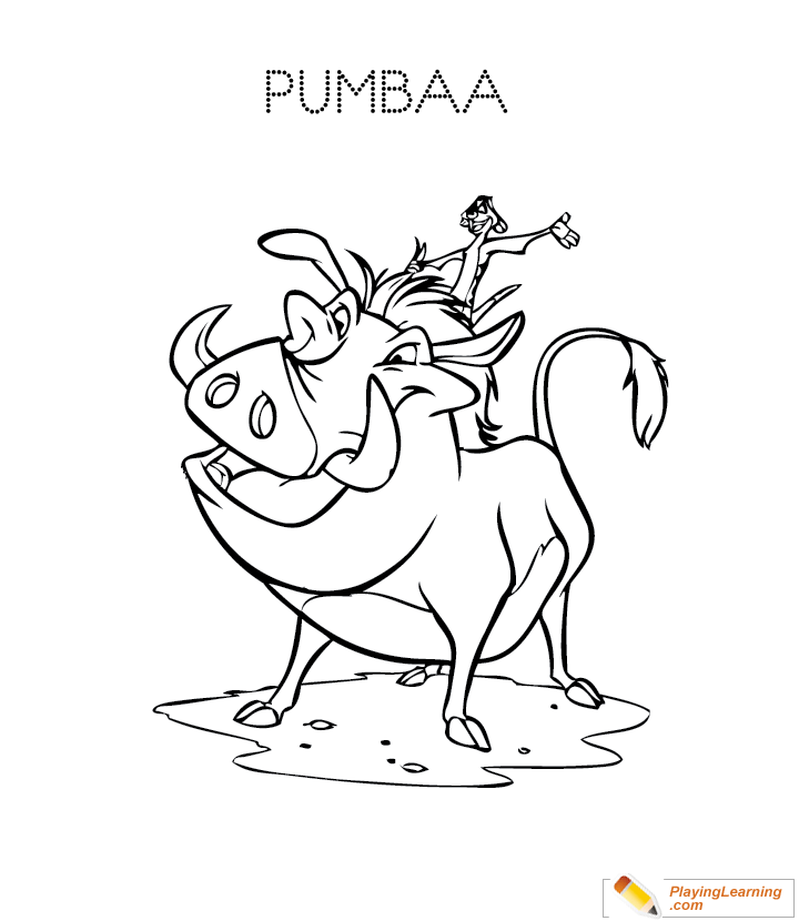 The Lion King Pumbaa Coloring Page 01 | Free The Lion King Pumbaa