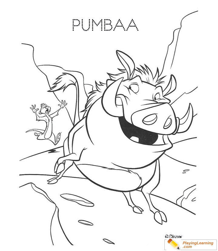 The Lion King Pumbaa Coloring Page  for kids