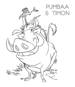 The Lion King - Pumbaa & Timon coloring printable for kids