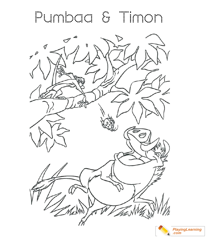 The Lion King Pumbaa Timon Coloring Page  for kids