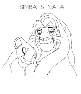 The Lion King - Simba & Nala coloring sheet for kids