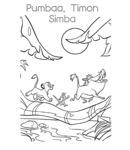 The Lion King - Simba, Timon & Pumbaa coloring printable for kids