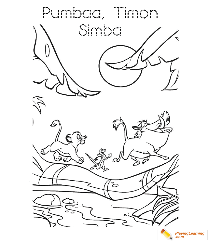 The Lion King Simba Timon Pumbaa Coloring Page  for kids