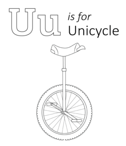 U is for Unicycle Printable for kids