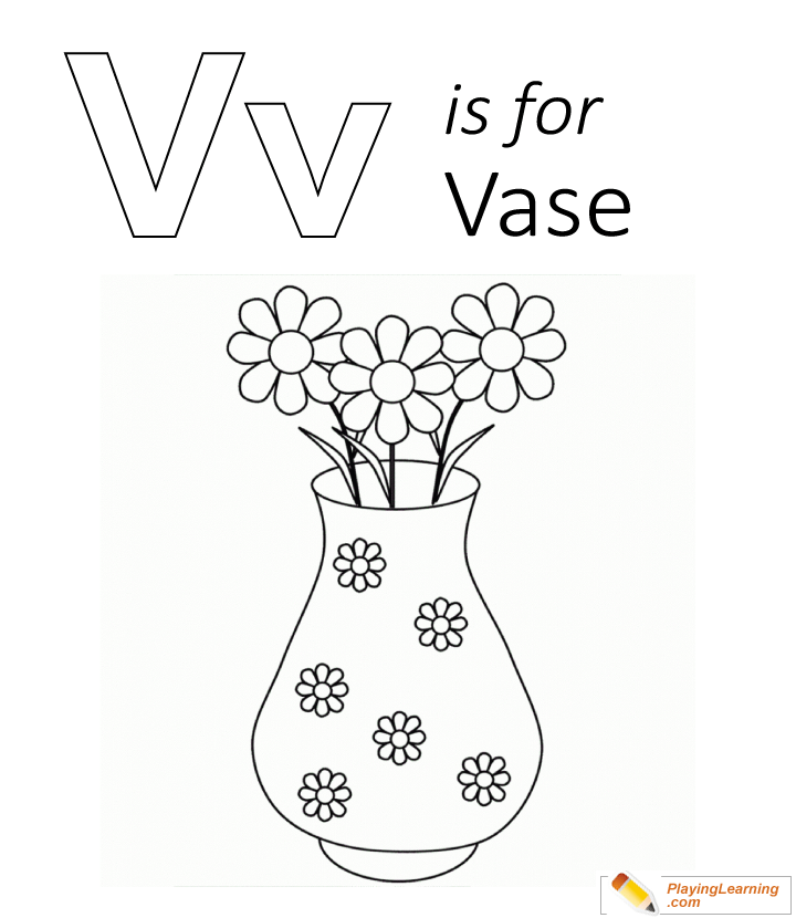 V Is For Vase Coloring Page for kids