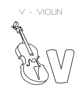 Alphabet Coloring Page - V is for Violin  for kids