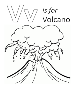 V is for Volcano  Printable for kids