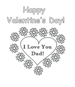 Happy Valentine coloring card for Dad for kids