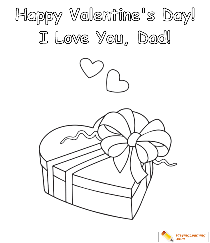 Valentine Day Coloring Card For Dad  for kids