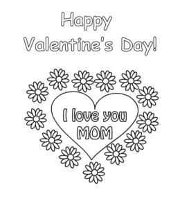 Happy Valentine coloring card for Mom for kids