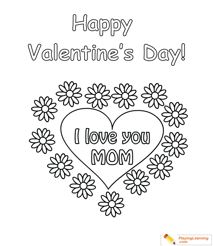 Valentine Day Coloring Card For Mom  for kids