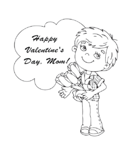 Valentine's Day coloring card for Mom for kids