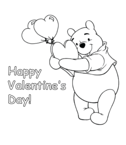 Valentine's Day with Pooh Bear coloring page for kids