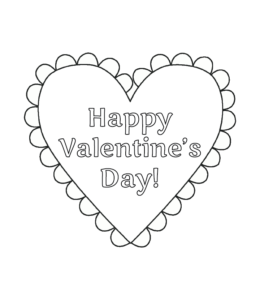 Heart with Happy Valentine's Day coloring page for kids
