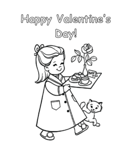 Happy Valentine's Day coloring page for kids