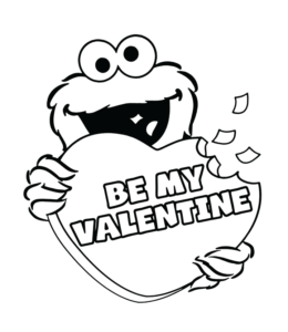 Celebrating Valentine's Day with Elmo coloring page for kids