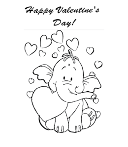 Celebrating Valentine's Day with Dumbo coloring page for kids