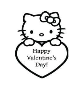 Valentine's Day with Kitty coloring printable for kids