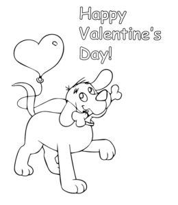 Celebrating Valentine's Day with Clifford coloring page for kids