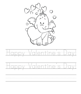 Valentine writing practice sheet  for kids