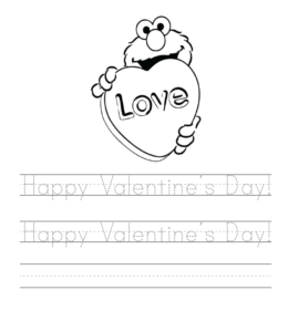 Valentine tracing worksheet  for kids