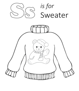 S is for Sweater Coloring Page 1 for kids