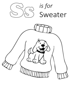 S is for Sweater Coloring Page 2 for kids