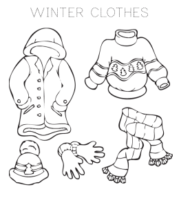 Warm Clothes Coloring Page 2 for kids