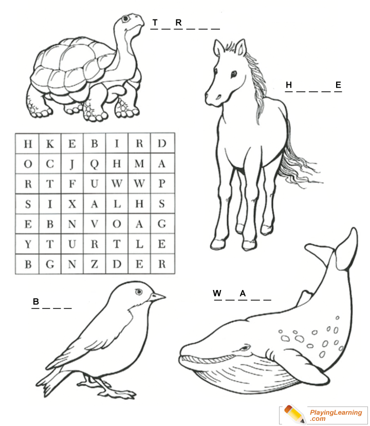 Word Search And Coloring Page  for kids