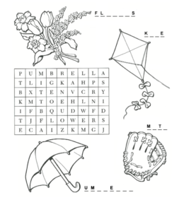 Spring Season - Search-a-word and coloring page  for kids