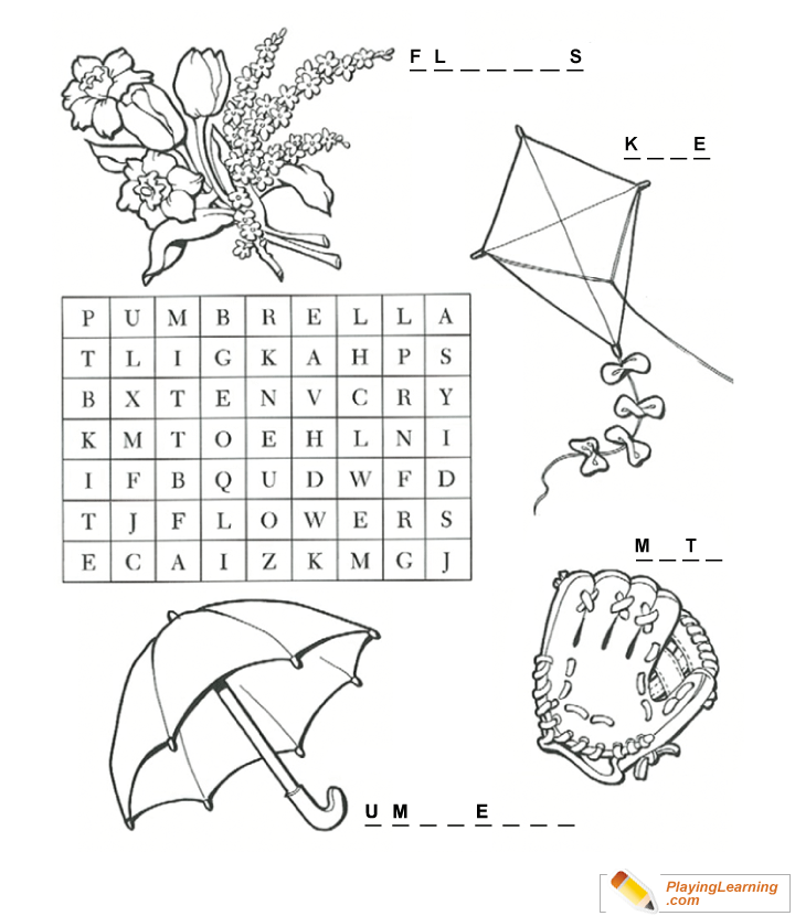 Word Search And Coloring Page  for kids