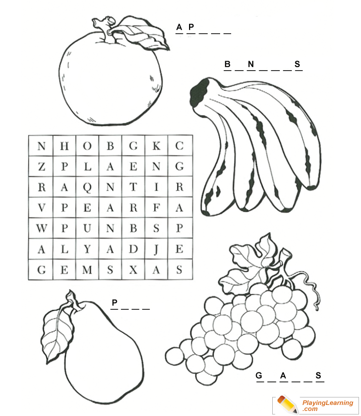 Word Search And Coloring Page  for kids