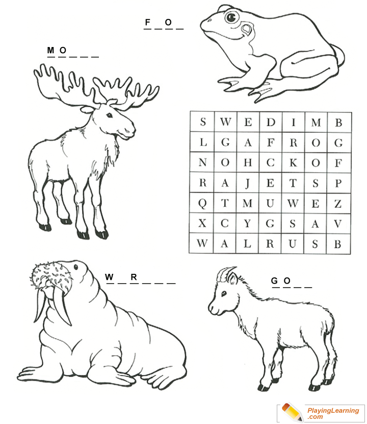 Word Search And Coloring Page  for kids