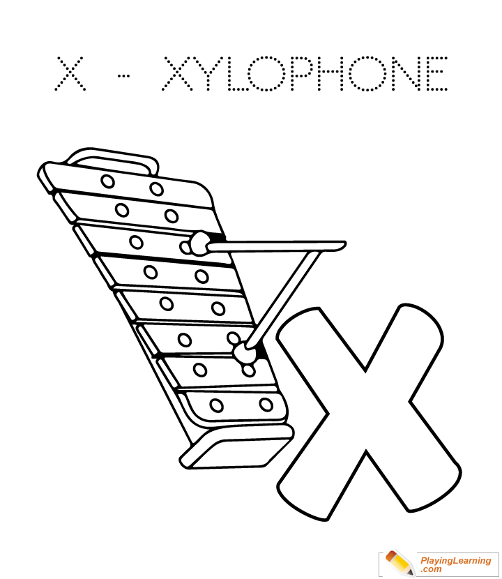 X Is For Xylophone Coloring Page for kids