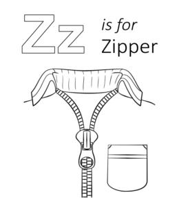Z is for Zipper Printable  for kids