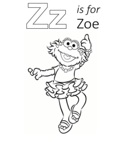 Sesame Street - Z is for Zoe coloring page for kids